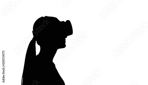 Silhouette of woman using virtual reality headset