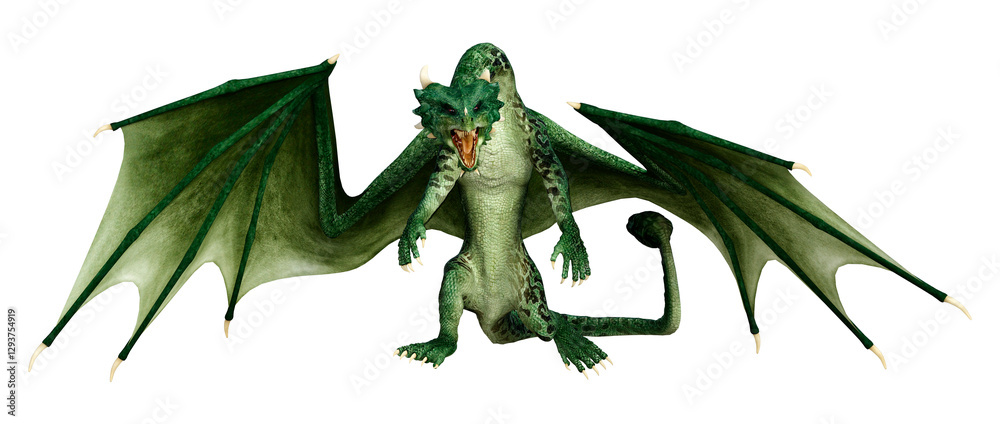 Fototapeta premium 3D Rendering Fairy Tale Dragon on White