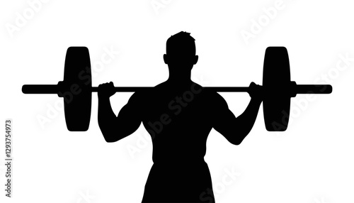 Silhouette of a weightlifter lifting a barbell