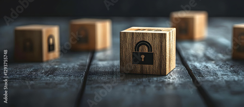 Privacy policy symbol Conceptual words Privacy policy on a wooden block on a lovely grey table with a grey background Business and privacy policy concept Copyspace