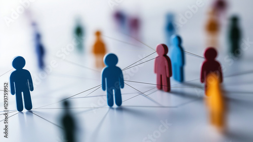 A visually striking organizational chart with colorful human-shaped figures connected by lines, illustrating company hierarchy and workflow.