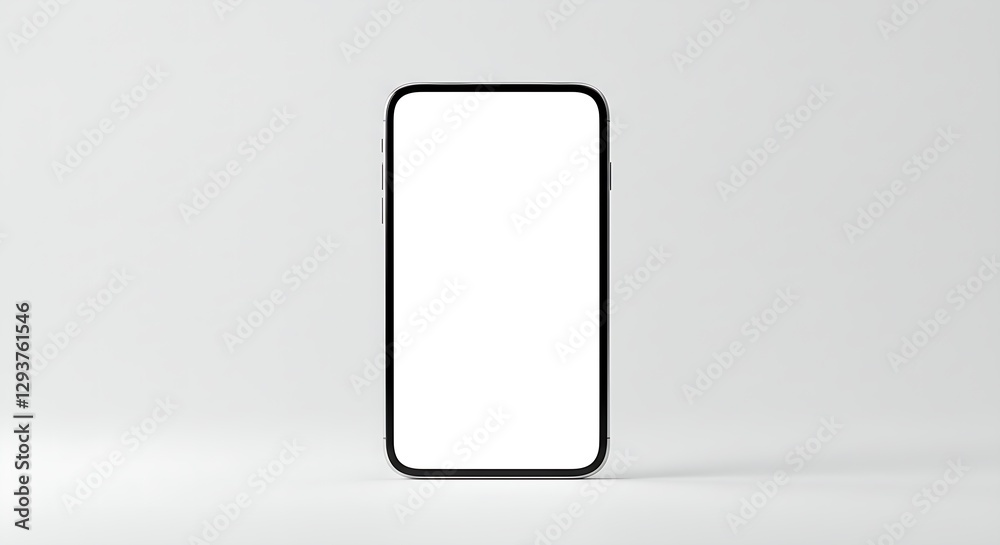 A smartphone with a blank screen on a white background A smartphone with a blank screen on a white background