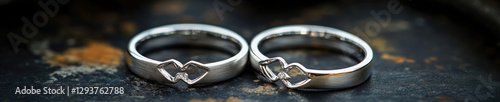 Set of silver wedding rings cut out.