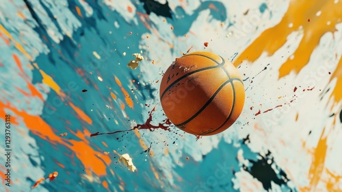 Wallpaper Mural The Enigmatic Sphere: A Basketball Resting Amidst a Glimmering, Otherworldly Landscape of Light and Shadow Torontodigital.ca