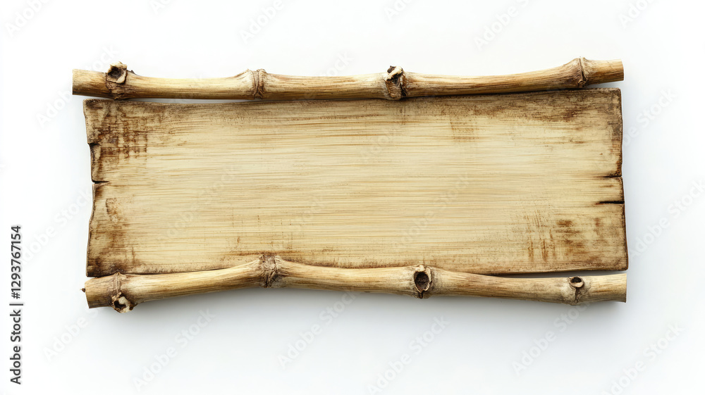 Obraz premium Bamboo sign plate , isolated on a white background