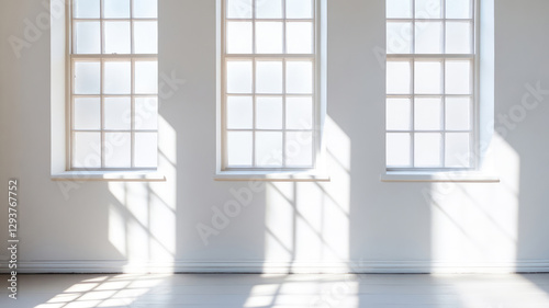 Shadows cast by sunlight filtering through windows, isolated on a white background