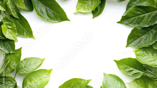 Green leaves frame , isolated on a white background
