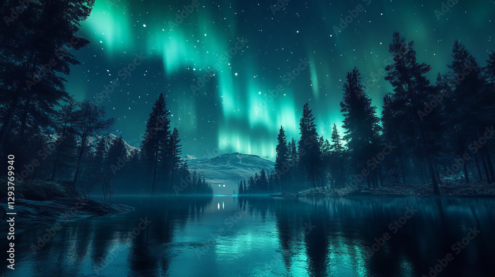 Obraz premium A natural light source is the Northern Lights.