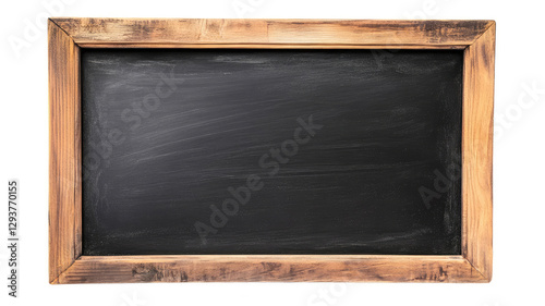 Blank blackboard in wooden frame, isolated on a white background