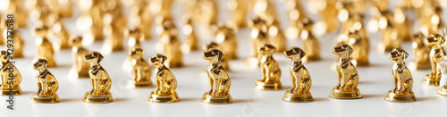 Golden dog award trophies, isolated on a white background. Awards for first place in dog show