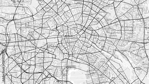 Photography Minimalist Berlin Street Map with Labels and Neighborhoods