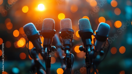 Wallpaper Mural A corporate press conference setup multiple microphone Torontodigital.ca