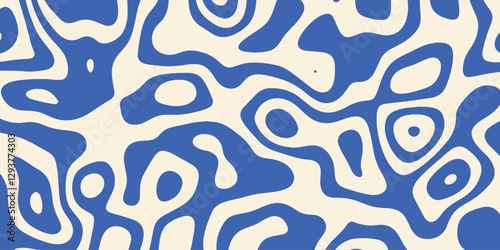Groovy blue liquid background topographic terrain map vector design illustration seamless pattern fit for cover, banner, poster, web, flyer