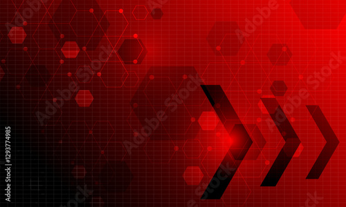 red arrows circuit cyberspace with geometric shapes lines connecting abstract high technology background