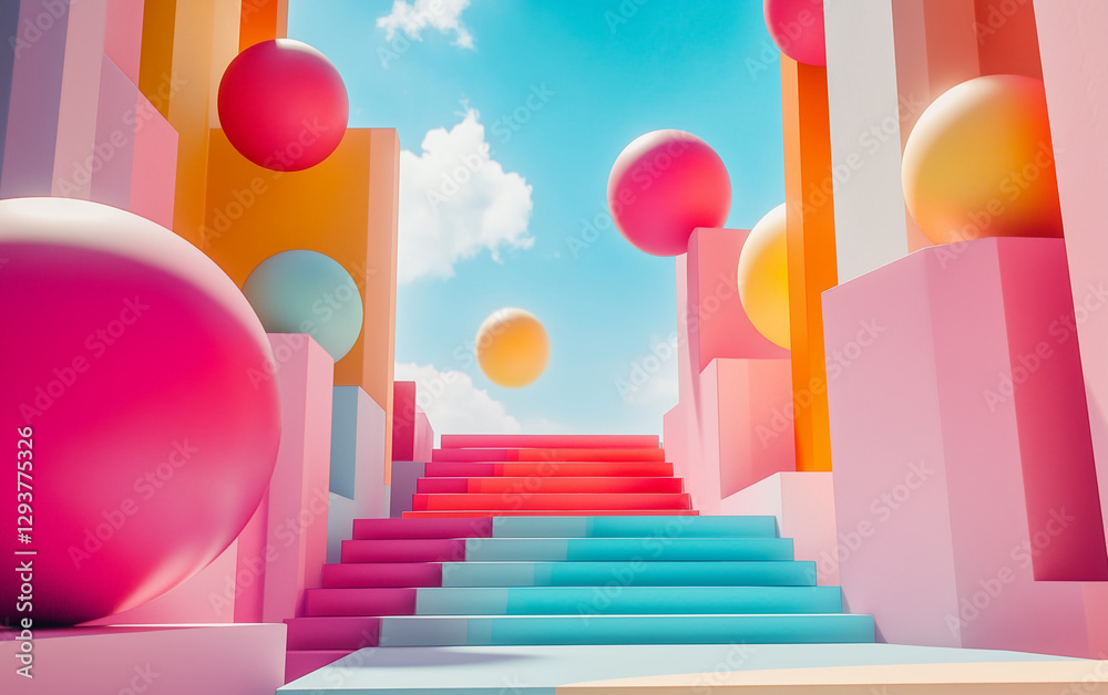 Abstract stairs to the sky with spheres Abstract stairs to the sky with spheres