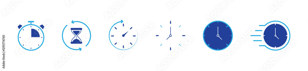 Time and clock icons set, stopwatch, timer, time management concept, progress bar loading signs, speed clock symbol, fast stopwatch line icon, watch icon Time and clock icons set, stopwatch, timer, time management concept, progress bar loading signs, speed clock symbol, fast stopwatch line icon, watch icon