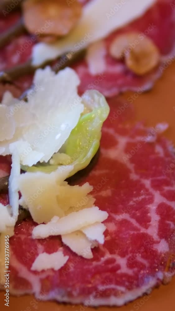 meat carpaccio with parmesan and arugula. High quality photo meat carpaccio with parmesan and arugula. High quality photo