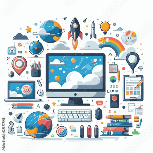 computer, digital, business, technology, communication, laptop, tech, work, office, web, internet, design, employee, vector, information, monitor, pc, modern, device, person, electronic, desktop, scre