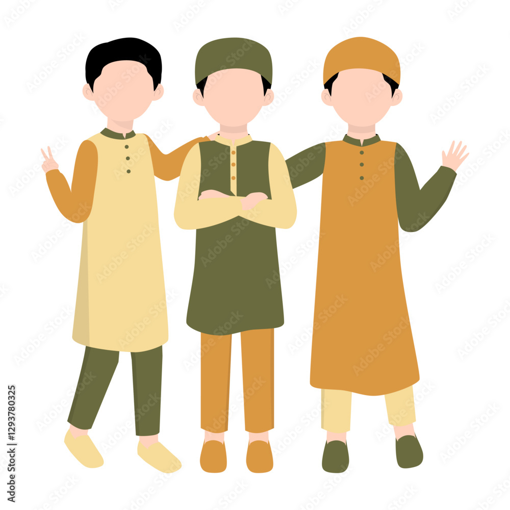 Muslim Kids Friendship. Muslim Boy with Best Friend Illustration Muslim Kids Friendship. Muslim Boy with Best Friend Illustration