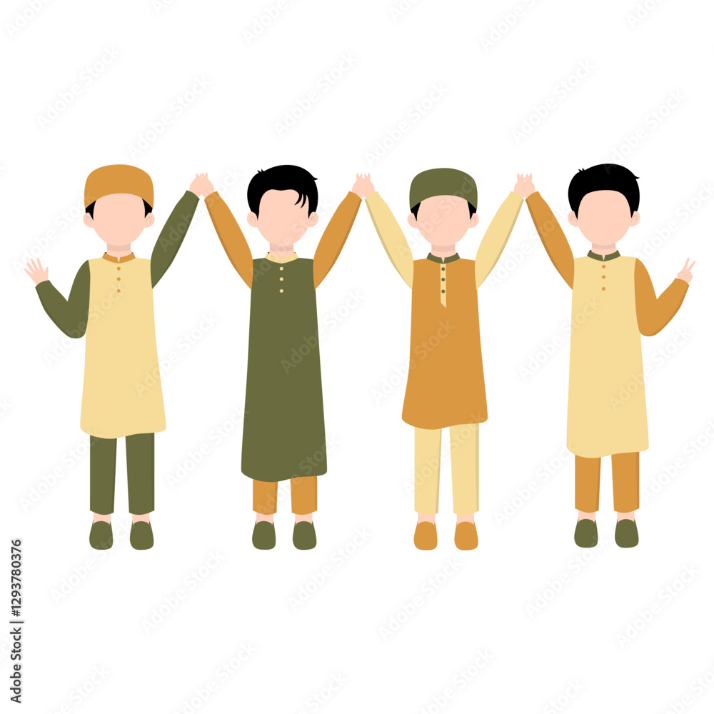 Muslim Kids Friendship. Muslim Boy with Best Friend Illustration Muslim Kids Friendship. Muslim Boy with Best Friend Illustration