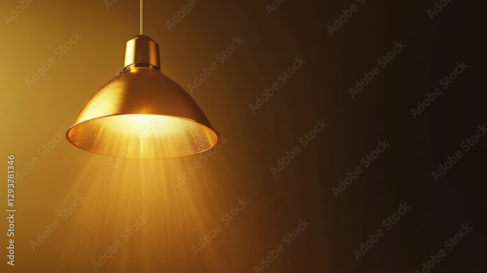 A golden lamp shines from above, casting a focused spotlight on a clean studio background, providing space for text or graphic design A golden lamp shines from above, casting a focused spotlight on a clean studio background, providing space for text or graphic design