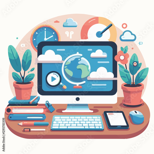 computer, digital, business, technology, communication, laptop, tech, work, office, web, internet, design, employee, vector, information, monitor, pc, modern, device, person, electronic, desktop, scre