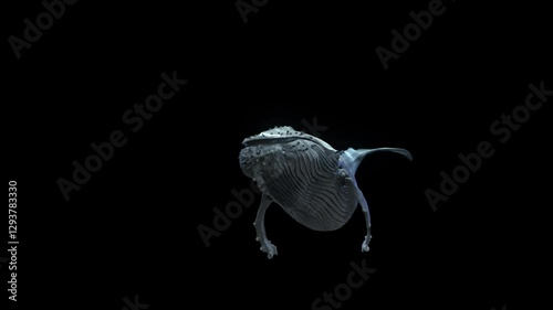 A massive humpback whale swims slowly towards the camera, getting closer and passing by . The video includes an alpha channel
perfect for integration into ocean-themed projects and VFX