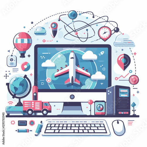 computer, digital, business, technology, communication, laptop, tech, work, office, web, internet, design, employee, vector, information, monitor, pc, modern, device, person, electronic, desktop, scre