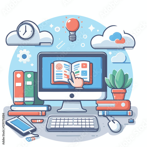 computer, digital, business, technology, communication, laptop, tech, work, office, web, internet, design, employee, vector, information, monitor, pc, modern, device, person, electronic, desktop, scre