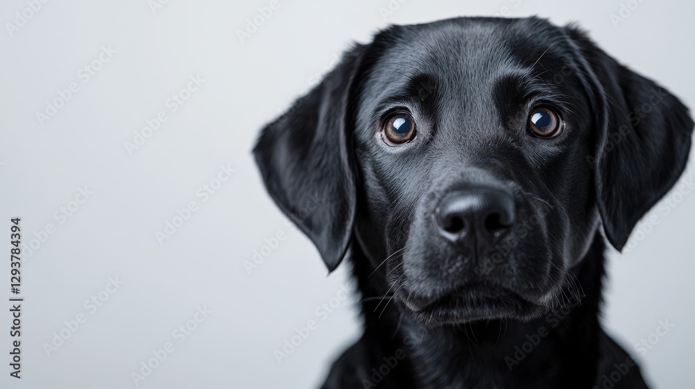 Stunning black dog with striking blue eyes captivatingly gazing at the camera A magnificent canine portrait Stunning black dog with striking blue eyes captivatingly gazing at the camera A magnificent canine portrait