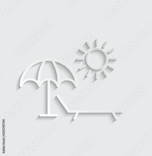 umbrella icon, sun lounger icon  