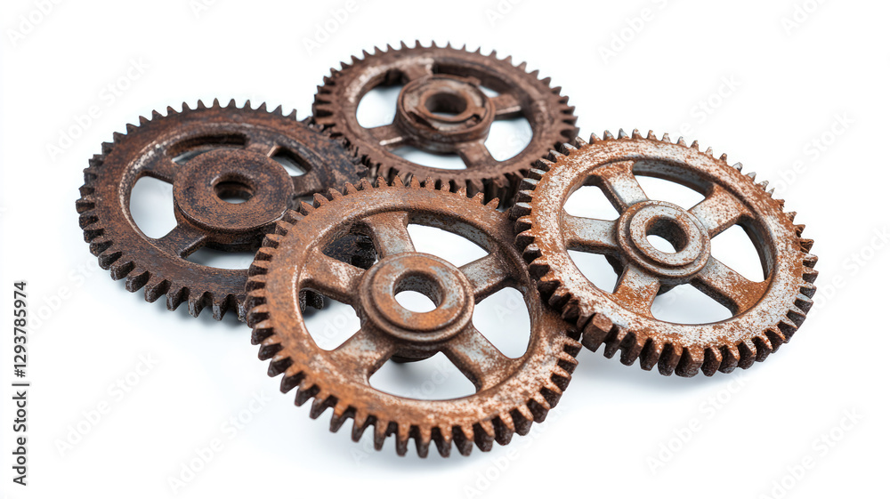 Rusty old cog wheels, isolated on a white background Rusty old cog wheels, isolated on a white background