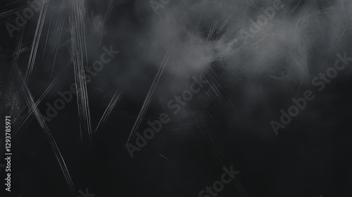 dark, textured background with subtle scratches and smoky appearance creates moody atmosphere. Ideal for various design projects