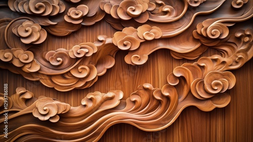 The Eastern artistic conception of auspicious cloud wood carving