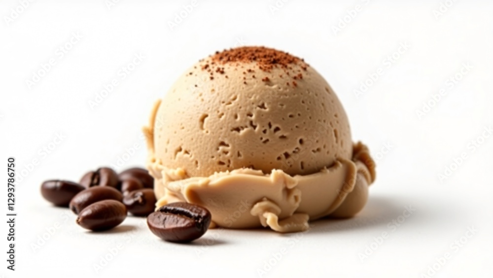 Coffee Flavor Ice Cream Scoops with Coffee Beans and Cocoa Powder – Gourmet Cold Treat Coffee Flavor Ice Cream Scoops with Coffee Beans and Cocoa Powder – Gourmet Cold Treat