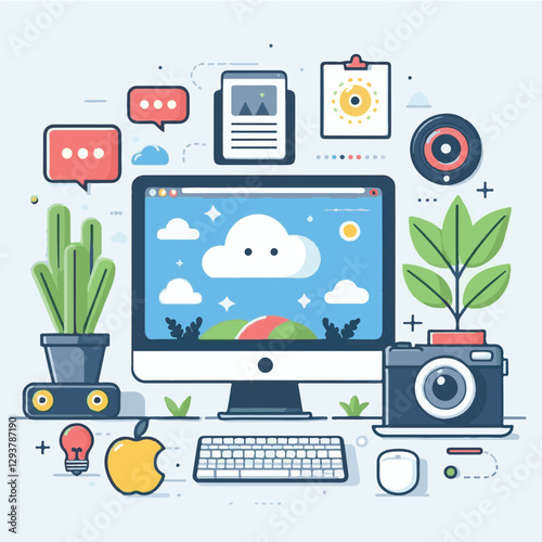 computer, digital, business, technology, communication, laptop, tech, work, office, web, internet, design, employee, vector, information, monitor, pc, modern, device, person, electronic, desktop, scre