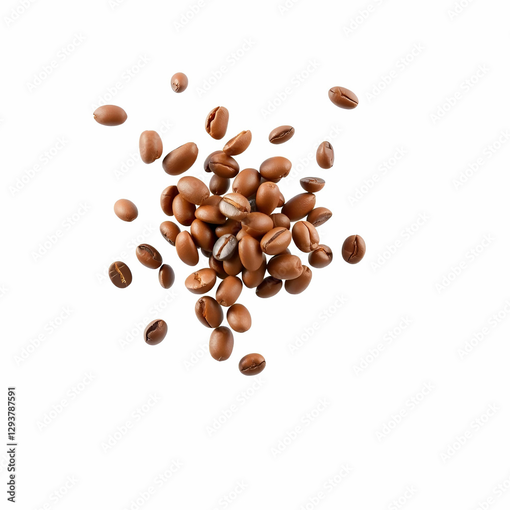 Obraz premium Falling coffee beans isolated on white background with clipping path