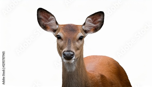 Wilderness Encounter A Bamboozed Deer amidst the Wintery Forest, Expressing Inquisitiveness and Vulnerability in a Mystical Mood. photo