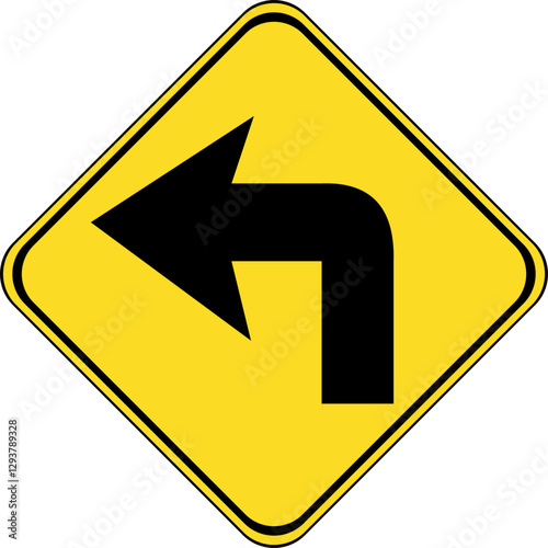 traffic sign turns sharply to the left