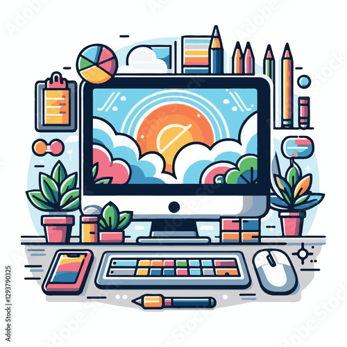 computer, digital, business, technology, communication, laptop, tech, work, office, web, internet, design, employee, vector, information, monitor, pc, modern, device, person, electronic, desktop, scre