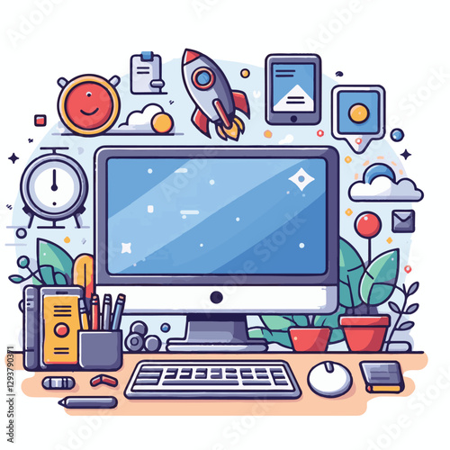 computer, digital, business, technology, communication, laptop, tech, work, office, web, internet, design, employee, vector, information, monitor, pc, modern, device, person, electronic, desktop, scre