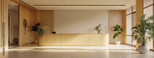 Modern Wooden Reception Area photo