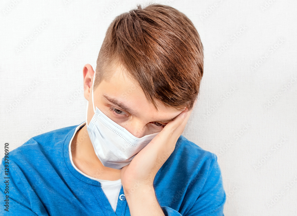 Sad Man in Flu Mask