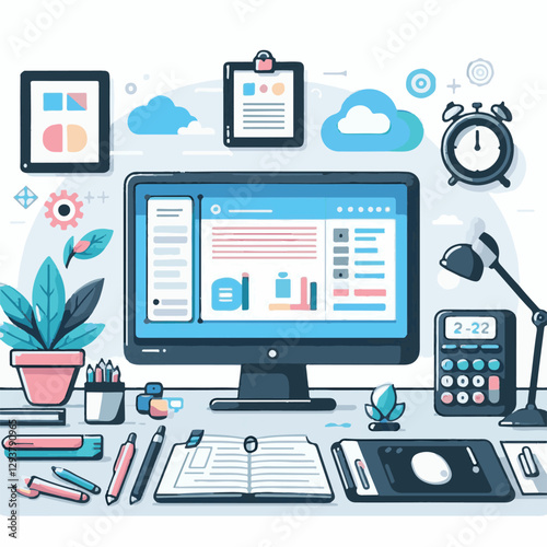 computer, digital, business, technology, communication, laptop, tech, work, office, web, internet, design, employee, vector, information, monitor, pc, modern, device, person, electronic, desktop, scre