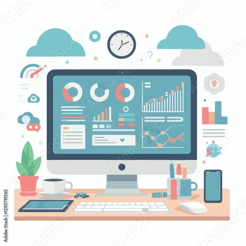 computer, digital, business, technology, communication, laptop, tech, work, office, web, internet, design, employee, vector, information, monitor, pc, modern, device, person, electronic, desktop, scre