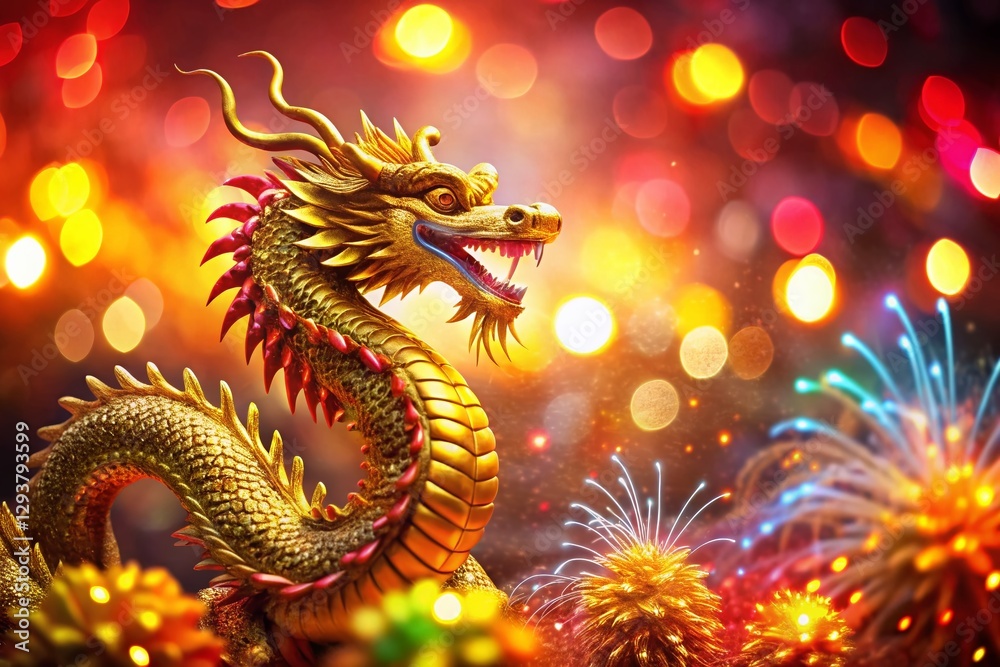 Fototapeta premium 2024 Year of the Dragon: Colorful Festive Background, High Depth of Field