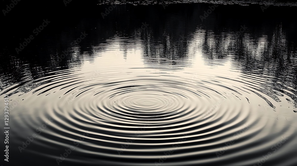 Fototapeta premium Calm ripples on a still lake reflecting trees
