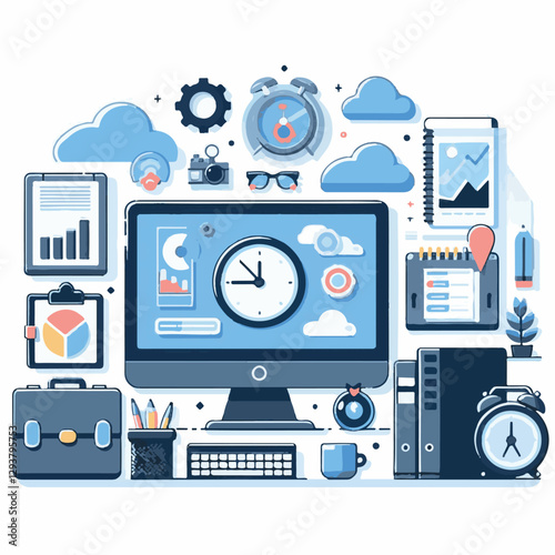 computer, digital, business, technology, communication, laptop, tech, work, office, web, internet, design, employee, vector, information, monitor, pc, modern, device, person, electronic, desktop, scre