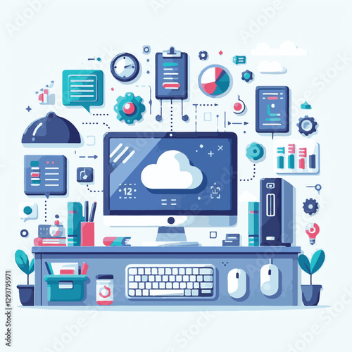 computer, digital, business, technology, communication, laptop, tech, work, office, web, internet, design, employee, vector, information, monitor, pc, modern, device, person, electronic, desktop, scre
