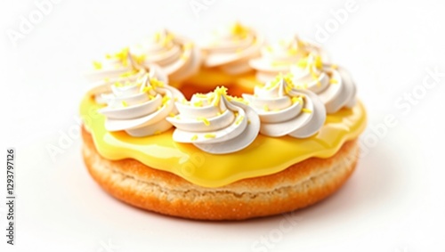 Vibrant Lemon Meringue Pie with Whipped Cream Swirls and Glossy Meringue Peaks – A Gourmet Citrus Dessert photo